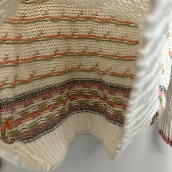 Vintage Handmade Crew Neck Floral Knit Pullover Sweater Neutrals Women's Medium - Picture 7 of 14